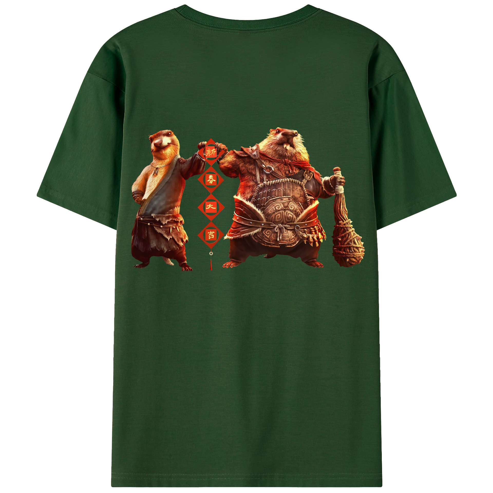 （画像用） Ne Zha 2 ナタ 魔童の大暴れ 綿100％半袖Tシャツ（背面プリント）